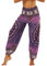 Nuofengkudu Frau Hippie Harems Hose Pumphose Haremshose Aladdinhosen Boho Gemustert Gesmockte Taille mit Taschen Yogahose Freizeithose Sommerhose Strandhose Violett Blume