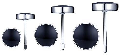 Yumilok 3 Paar Damen Ohrringe Ohrstecker Stecker Schmuck Set 925 Sterling Silber Rund Schwarzer Achat 5mm 6mm 7mm für Damen Männer Herren