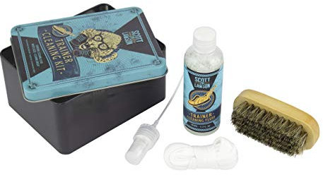 Paladone Scott and Lawson Trainer Cleaning Kit | Contains Cleaning Fluid, Shoe Brush and Pair of Shoe Laces | Comes in Handy Storage Tin | Great for Use At Home or On The Go