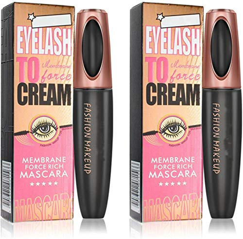 2er-Pack 4D Silk Fiber Wimperntusche, Extra Lang Dick & Voluminös, Schwarze Langanhaltende Wasserfeste Mascara