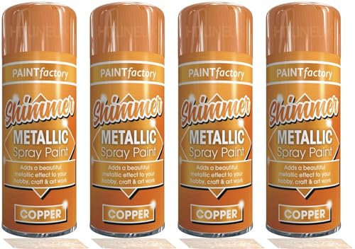 HitlineUK 4 x 200ml Metallic Copper Spray Paint Interior & Exterior Spray Aerosol Can