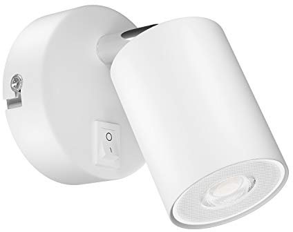 ledscom.de Wandspot WAIKA, einflammig, mit Schalter, GU10, weiß matt, inkl. 535lm LED GU10 Lampe, weiß