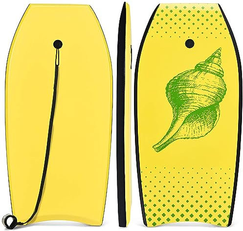 COSTWAY Bodyboard, Schwimmbrett Schwimmboard, Surfbrett Kinder und Erwachsene , Surfboard, Sup-Board 104x51x6cm (Gelb und grün)