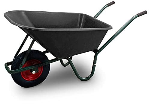 BITUXX Schubkarre 100L Schubkarren Schiebkarre Scheibtruhe Bauschubkarre mit PVC Wanne und Luftreifen bis 250kg (Schubkarre mit PVC Mulde Schw. und PU Rad Schwarz)