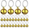 Molain 24 Stück Katzen Metallglocken mit Schlüsselring Hundehalsband Glocke Chrom Training Jingle Bell Halsband Anhänger Haustierzubehör Festival Party DIY Glocken (Gold)