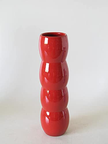 POLONIO - Jarron de Ceramica Rojo de 44 Centímetros - Jarrones Grandes de Suelo - Jarrones Decorativos Modernos -Florero de Ceramica - Jarrón de Cerámica Alto Suelo Rojo