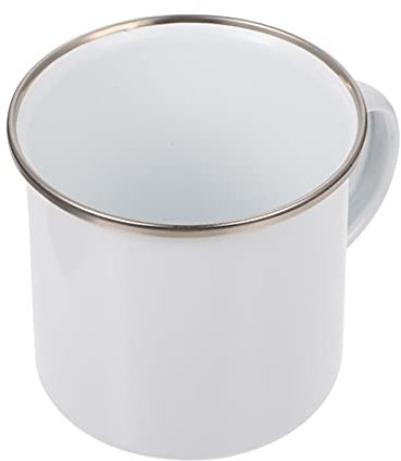 EXCEART Edelstahl Emaille Tasse Zum Sublimieren - WeißE Blanko Tasse FüR Kreative Designs Perfekt FüR Kaffee Tee Und Mehr 9.0X9.0X8.5Cm