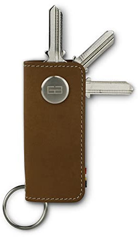 GARZINI Key Organizer Leder, Schlüsselanhänger Auto mit Schlüsselring, Etui aus echtem Leder für 7 Schlüssel, Herren Geschenk in eleganter Verpackung, Camel Brown