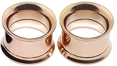 Lieson Tunnel Ohr Expander Set, 2 Stück Flesh Tunnel Edelstahl Rosegold Creolen 10mm Tunnel Rosegold