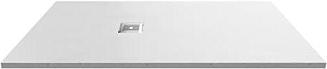 nuie NLT61054 Modern Bathroom Slimline Rectangular Shower Tray - Grill Not Included, 900mm x 1600mm, Slate White