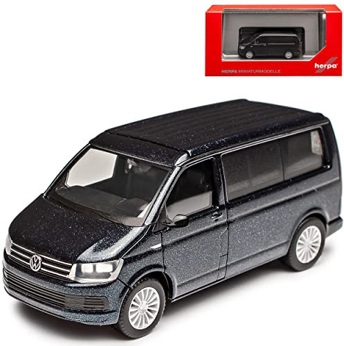 Volkwagen T6 California Starlight Blau Fast Schwarz Personen Transporter T5 Ab 2. Facelift 2015-2022 H0 1/87 Herpa Modell Auto mit individiuellem Wunschkennzeichen