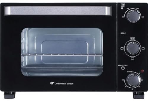 CONTINENTAL EDISON CEMF22B - Minifour électrique 22L noir - 1300W - Rotissoire, Convection naturelle