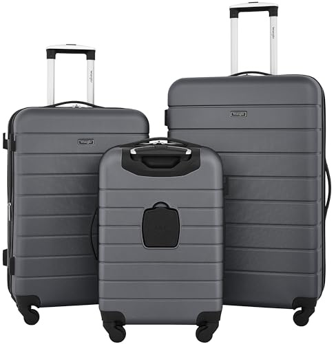 Wrangler Smart Luggage Set with Cup Holder and USB Port, Quiet Shade, 3 Piece Set, Smart Luggage Set with Cup Holder and USB Port