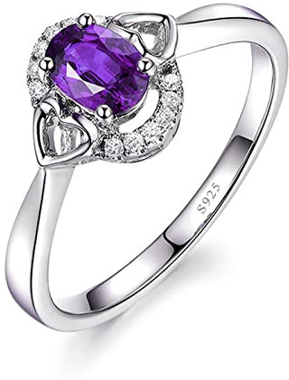 Banemi Ring Gravur Ring Sterling Silber Violett Herz Zirkonia Sinnvolle Geschenke für Freundin Größe 49 (15.6)