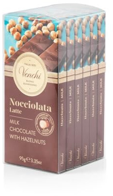 Venchi - Kit de 6 Tablettes Nocciolata au Lait, 570 g, avec Noisettes du Piémont Entières, Sans Gluten, Sans Colorants et Sans Conservateurs