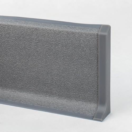 PROVISTON | Endkappe Rechts f?r Kunststoff Sockelleiste | Hartschaum PVC | Grau | 12,8 x 60 x 2500 mm | Mit flexibler Weichlippe | Wasserfest | Hochwertige Fu?leiste | Einfache Montage