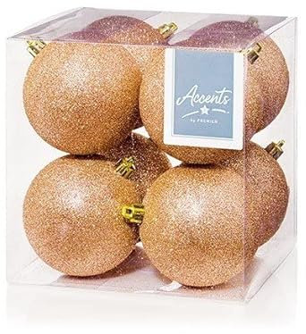 Premier Decorations Accents 8mm x 80mm Rose Gold Glitter Balls