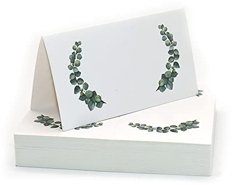 Tischkarten Hochzeit, 50 Stück Platzkarten Hochzeit Namenskarten Eukalyptus Blanko Tischkarten Tischdeko für Konfirmation Geburtstag