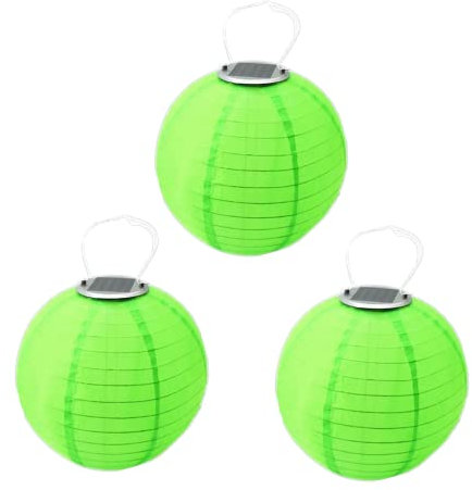 Youning Lampions Solar Außen Wetterfest 30cm Solar Lampion Outdoor Solar LED Laterne Hängende Wasserdicht Nylon Gartenlampions Außenlaternen Solarlampions für außen (3PCS Grün)