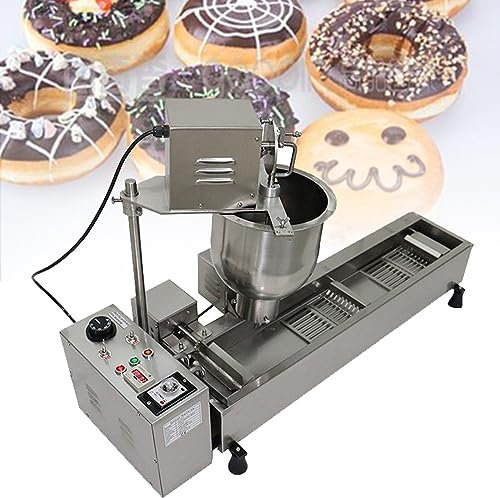 AOKLEY Máquina Hacer rosquillas, 7 l, máquina Donuts Comercial Sola una hilera, buñuelos máquina Acero Inoxidable 304, donas 3 tamaños, Control Inteligente, para Restaurante y casa,220V