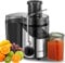 Juilist Juicer Machines, Centrifugal Juicers Whole Fruit and Vegetable with 3 Speed Setting, Big Mouth Large 65MM Feed Chute Juice Extractor Machine, Easy to Clean, Stainless Steel, BPA Free, Silver