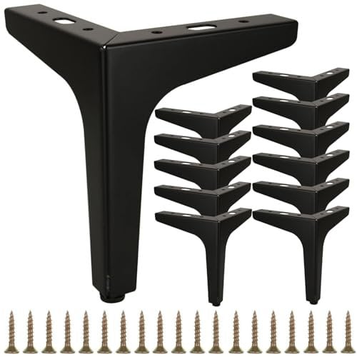 LDHHYH 12PCS Metal Furniture Legs 6 / 15cm, Triangle Legs for Furniture, Black Sofa Legs with Screws, Furniture Sofa Legs Feet Replacement for Cabinet,Cupboard, Couch Chair,Ottoman