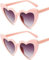RunFar shop Herz Sonnenbrille Damen Hippie Brille, Nette Prom-Brille Herzförmige Sonnenbrille für Hippie Schick Kleid Zubehör, schwarz (rosa)