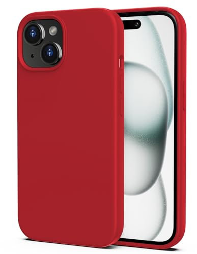 TIIXXA Silicone Case for iPhone 15 Case,Soft Ultra Slim Protective Shockproof Liquid Silicone Phone Case, Anti-Scratch Microfiber Lining, 6.1 Red