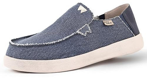 Kickback Barbeach Canvas Mens Slip On Loafers - Zapatillas Ligeras de Lona - con Plantillas de Espuma de Memoria Forradas de Cuero - Zapatillas de Verano para Hombre - Color Deep Navy - Talla EU42