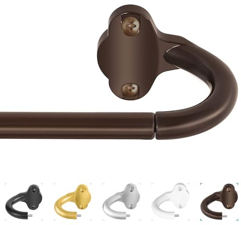 TVWOO Bronze-Vorhangstangen, 1,6 cm, verdunkelnd, verstellbar, für Schlafzimmer, Küche, Wohnung, Mieter, Raumverdunkelung, gebogene Gardinenstangen, einfache Installation, Antikbraun, 122 - 228,6 cm