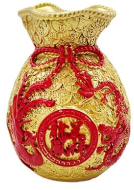 Fenteer Blumenvase, Pflanztopf in gesegneter Taschenform, Kunstharz-Kunsthandwerk, Foto-Requisiten, traditionelle Skulptur-Ornament für Tisch-Wohnzimmer, Gold