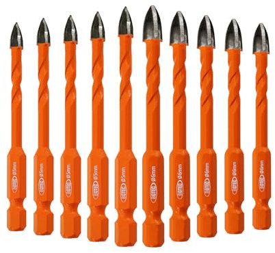 BGTEC Foret Carrelage - 10 Pièces 5MM*5+6MM*5 Foret Carbure de Tungstene pour Bois, Plastique, Carreaux de Porcelaine, Céramique, Maçonnerie, Brique, Mèches universelles