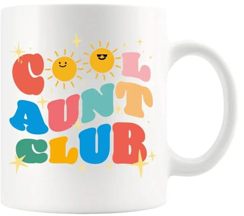 Cool Aunt Club Auntie Gifts Mother's Day Gift From Niece Nephew Sister Ceramic Coffee Mug 11oz White 11 oz