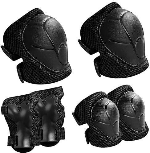 Swavitie Protecciones Patines Set Infantil Juego de Protectores para Niños Ajustables Rodilleras Coderas y Muñequeras Juego de Equipo de Protección para Niños 3-8 años para Línea Skate Monopatín Esqui