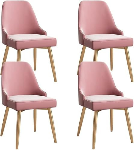 CEMELI Lot de 4 chaises de salle à manger en velours doré pour appartement, salon, chambre à coucher, balcon, chaise de maquillage (couleur : rose)