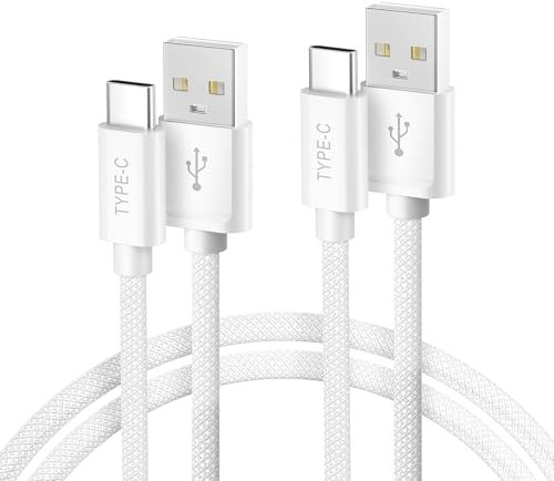 USB C Ladekabel 3M 2Stück,Weiß Nylon Typ C Datenkabel für Ps5 Controller,New Kindle Paperwhite 11. Gen 2021 Generation,iPad Mini Pro 6 Air 2020,Moto X50 G50 G30 Plus Play Razr 5G,Samsung Galaxy Z Flip