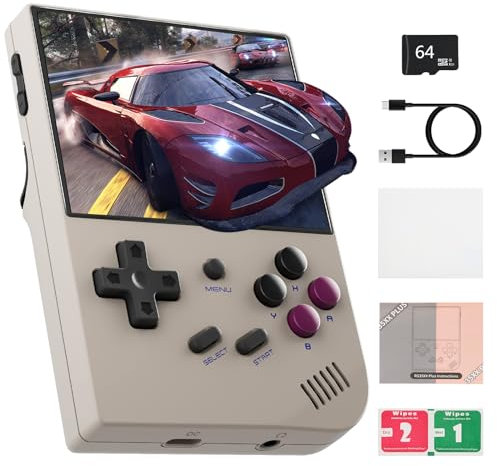 RG35XX Plus Handheld Games Consoles with 6900 Classic Games, Support HDMI TV Output 5G WIFI Bluetooth 4.2, Games Console, 3.5 Inch IPS Screen Linux System, Gifts for Boys and Girls(gray)