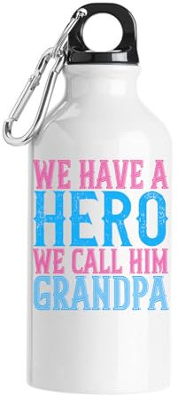 Atspauda Bouteille d'eau blanche avec slogan « We have a hero, we call him grandpa » pour la fête des pères