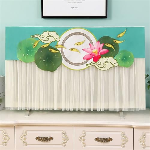 LVYUDS Tutto Incluso Protettori Schermo per TV Leggero Traspirante a Prova di Polvere, Uso Senza Smontaggio 32-75 Pollici Televisore LCD, Stampa Pellicola Protettiva(50inch,Lotus)