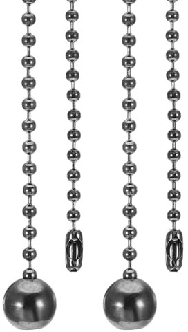 PATIKIL 2 Stück Kugelkette Edelstahl, 1m Deckenzugschalter Kettenverlängerung, 12mm Kugelanhänger mit Perlenkette für Ventilatorlicht Kronleuchter Tischlampe Zugschalter, Schwarz