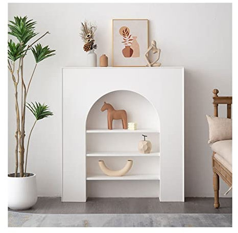 Kaminsims-Umrandung Elektrischer Kaminofen-Kaminsims, französischer dekorativer Schrank, Kaminsimulation, Vitrine, Wohnzimmer, Kaminofen, Kaminsims, Verkleidung, weiß Kaminsims-Dekor(60 * 20 * 80cm)