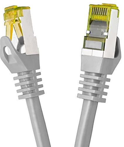 BIGtec LAN Kabel 0,15m Netzwerkkabel CAT7 Ethernet Internet Patchkabel CAT.7 grau Gigabit doppelt geschirmt Netzwerke Modem Router Switch 2 x Stecker RJ45 kompatibel zu CAT.5 CAT.6 CAT.6a CAT.8