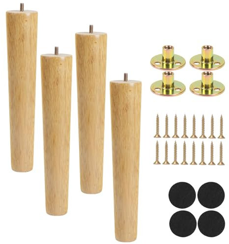 Luabue 4 Pièces Pieds de Meuble en Bois Massif Pieds en Bois pour Canapé, Pieds Meubles Bois Rechange pour Sofa Lit Tiroir Fauteuil Table de Nuit Armoire (30cm)