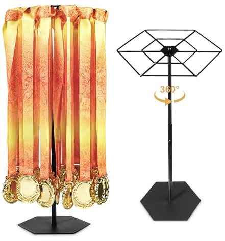 Rotierender Medaillenaufhänger Präsentationsständer, drehbarer Medaillenhalter für Sports Award Verstellbares Metallgestell perfekt für Basketball, Laufen, Gymnastik, Fußball-Rennmedaillen.