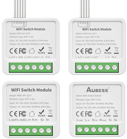 Mini Interruptor Inteligente WiFi/Zigbee Switch, Módulo de interruptor WiFi de 1/2/3/4 vías compatible con Smart Life Alexa y Google Home Assistant con control de temporizador (WiFi, 1Gang 16A)
