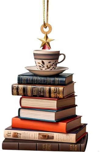 Decorazione Della Biblioteca delll'albero Di Natale, Pendente Sospeso All'albero | Ornamento Decorativo Con Libri Impilati, Decorazione Natalizia Per Gli Amanti Dei Libri, Pezzo Decorativo Per Libri
