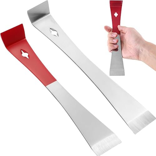 2 PcsStainless Steel Pry Bar, Metal Pry Bar, Stainless Steel Spatula Nail Puller, Multipurpose Leverage Tool, for Trim Removal Tool and Baseboard Removal Tool