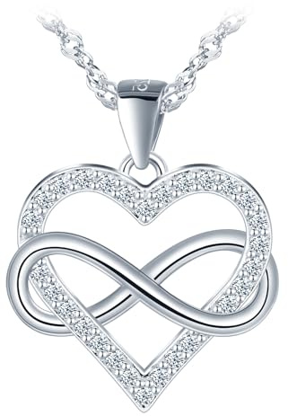 MOOFUN Unendlichkeit Herz Anhänger Kette Halskette Damen Mädchen Silber 925 mit Zirkon Infinity Liebe Kette für Mama Frau Freundin Frauen Halskette Schmuck Geburtstage Valentinstag Muttertag Geschenk