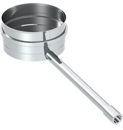 Schornstein Kondensatschale mit Ablauf 250mm seitlich 1/2“ Nippel aus Edelstahl einwandig, Durchmesser 100 mm