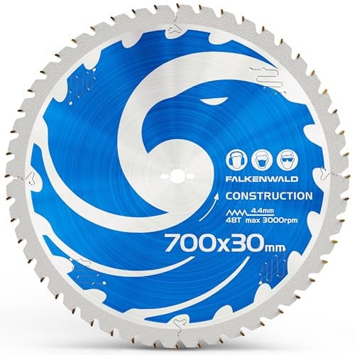 FALKENWALD® Kreissägeblatt 700x30 mm speziell für Bauholz & Holz mit Nägel - kompatibel mit Sägen von Bosch, Makita & Einhell - Tischkreissägeblatt 700 x 30